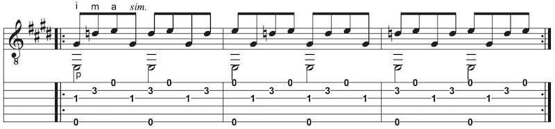 Bassline in Halben Noten Rhythmusübungen für Gitarre
