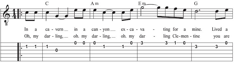 Gitarre lernen ohne Gesang Clemetine