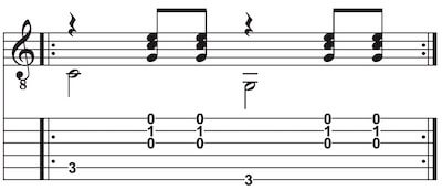 Country Gitarre Rhythmus + Bass Country Rhythmus mit Wechselbass