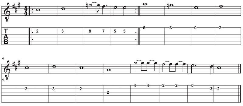 Folkpicking Melodie Travis picking Gitarre