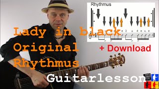 Read more about the article Gitarre lernen online – Rock-Klassiker – Lady in black Rhythmus – Anschlag