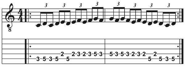 Phrase in C-Dur Triolen in C-Dur Gitarre