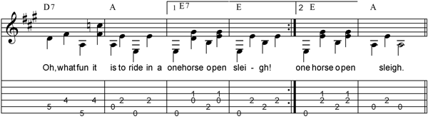 Jingle Bells Noten Gitarre 1